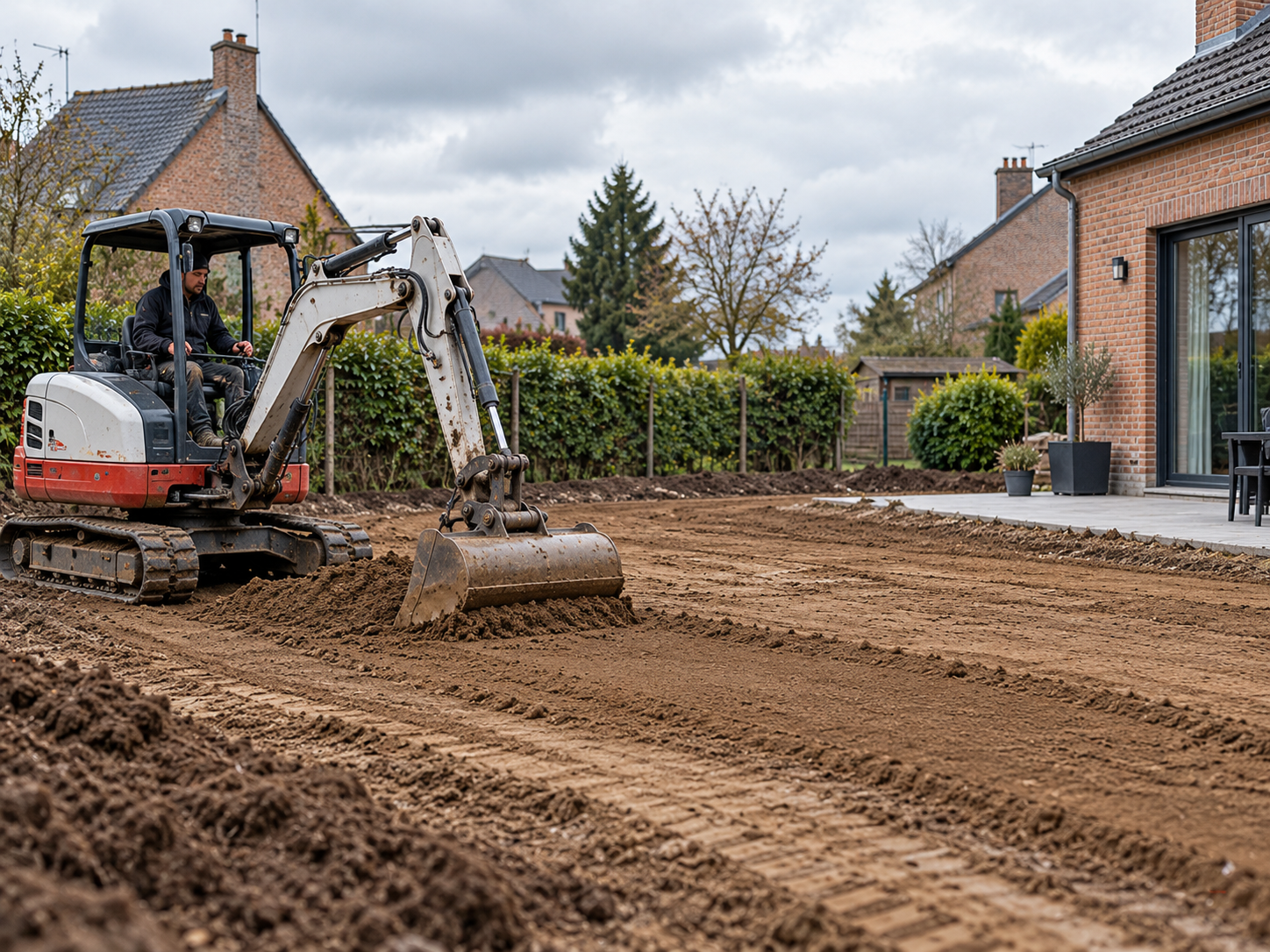 Nivellement d'un jardin résidentiel après construction