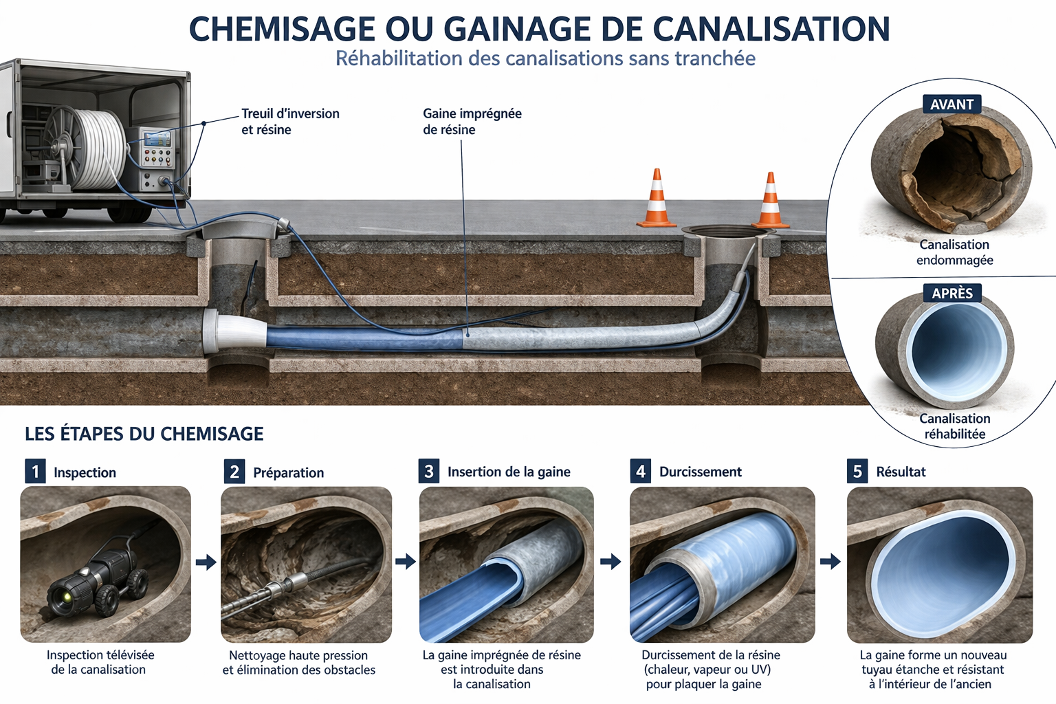 technique de chemisage d'une canalisation